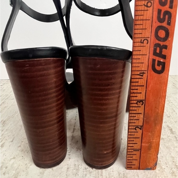 BLEECKER & BOND Sienna Leather Heels Black Size 7.5 Stacked Heel - Picture 10 of 16